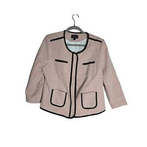 Katherine New York Women's Large Orange White Black Tweed Blaser Work Office